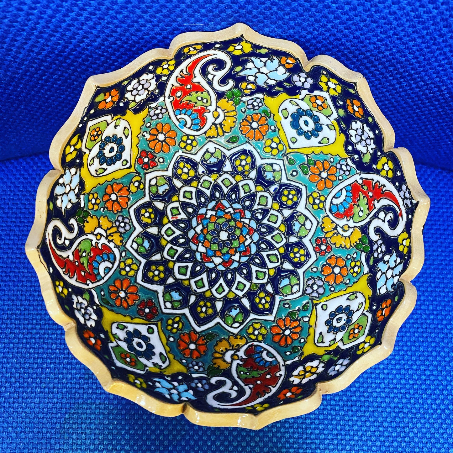 Hand painted Enamel On Clay Mina Kari Dishes