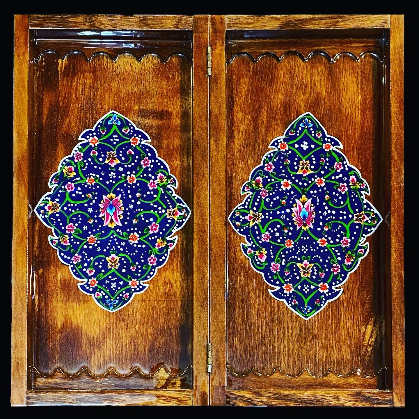 Handmade Inlaid Khatam Kari Backgammon, Chess & Checkers Board
