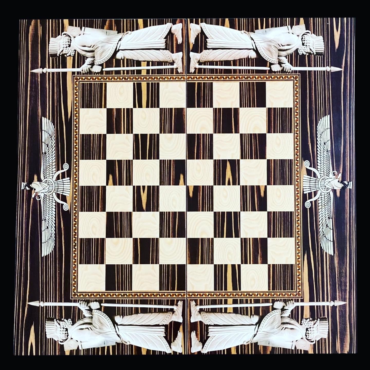 Handmade wooden backgammon,chess & checkers