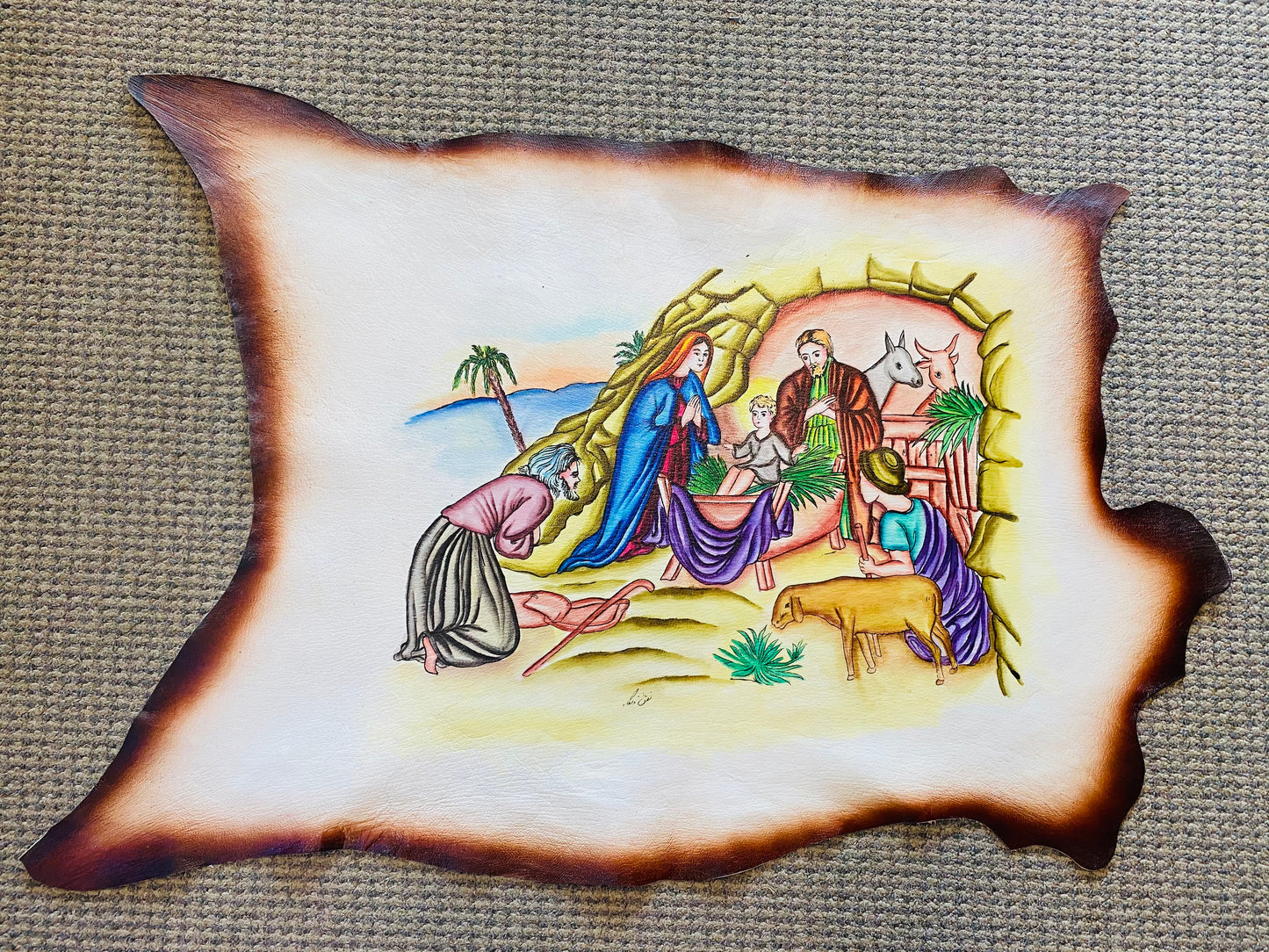 Hand Painted on Leather Wall Arts