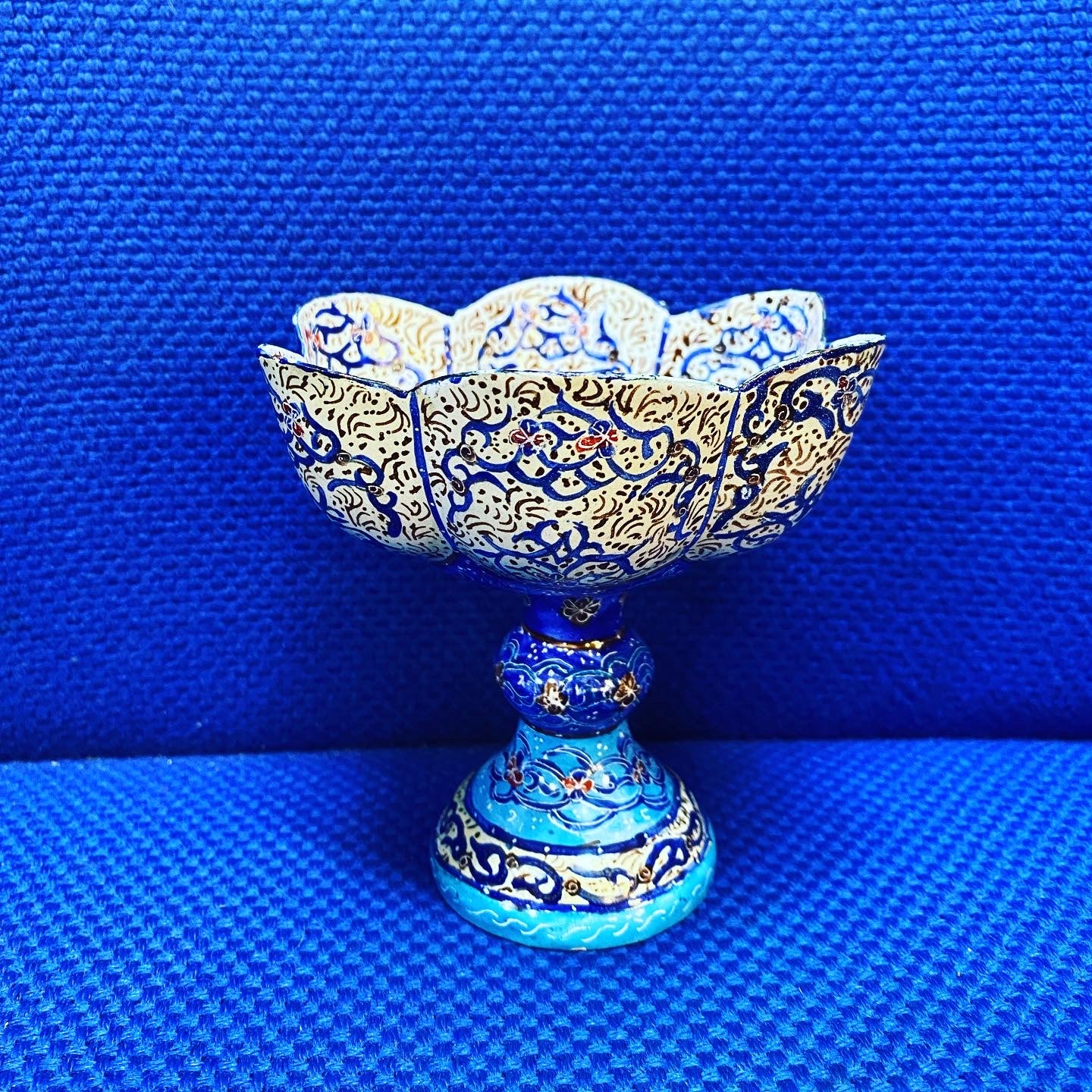 Hand Painted Enamel On Copper Mina Kari Bowl