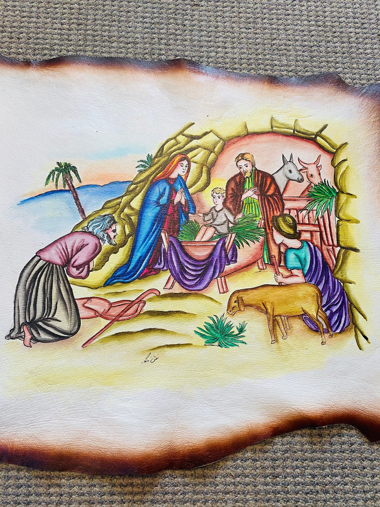 Hand Painted on Leather Wall Arts