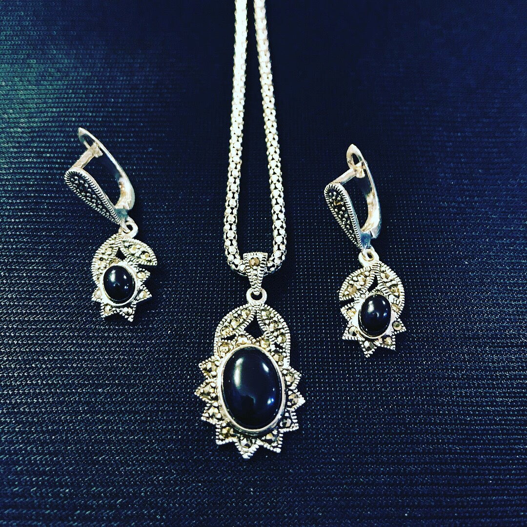 925 Sterling Silver Black Agate/Onyx sets