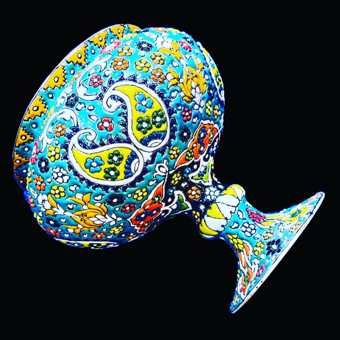 Hand Painted Enamel On Clay Mina Kari Candy Bowl