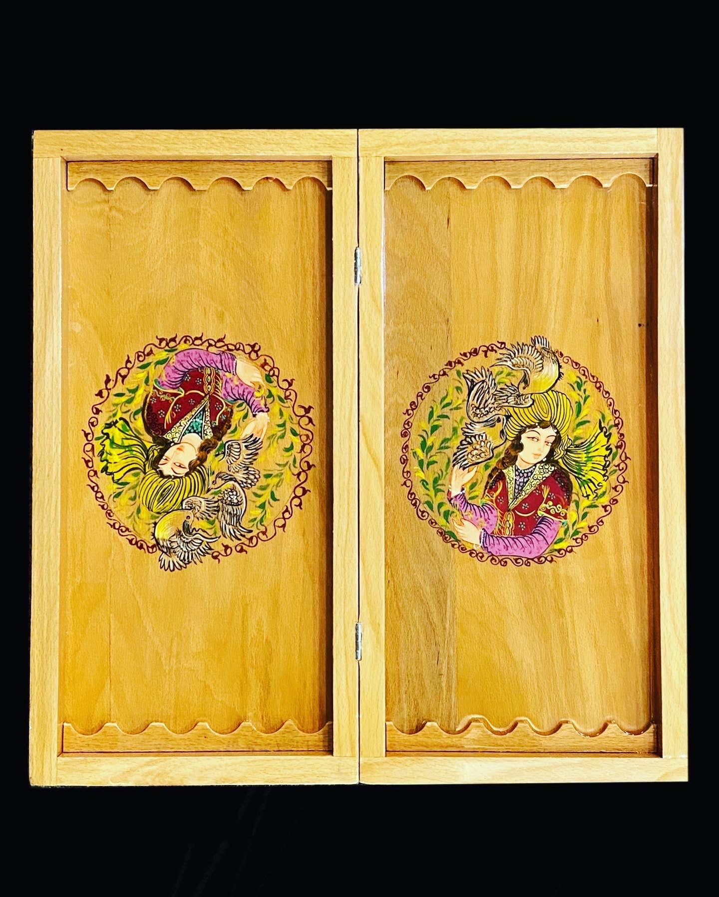 Handmade Inlaid Khatam Kari Backgammon, Chess & Checkers Board