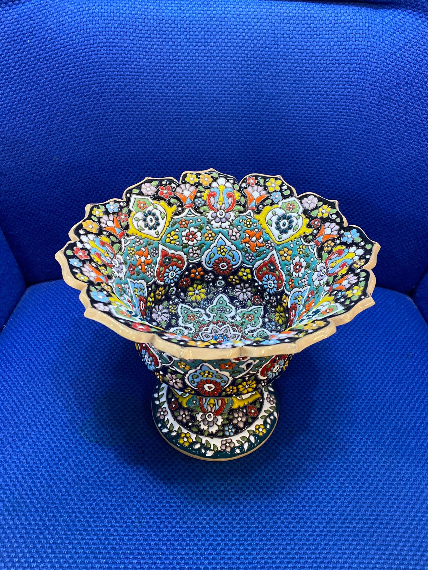 Hand painted Enamel On Clay Mina Kari Dishes
