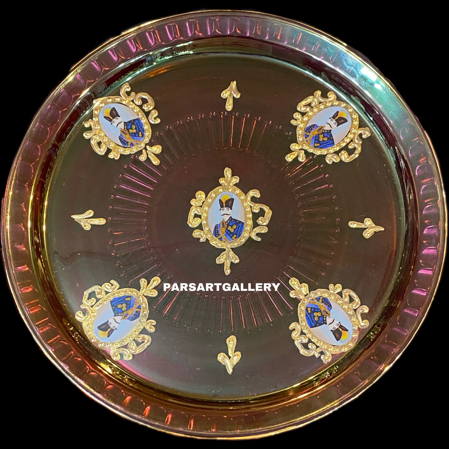 Set of Shah Abbasi Glasses, Tray & Bottle