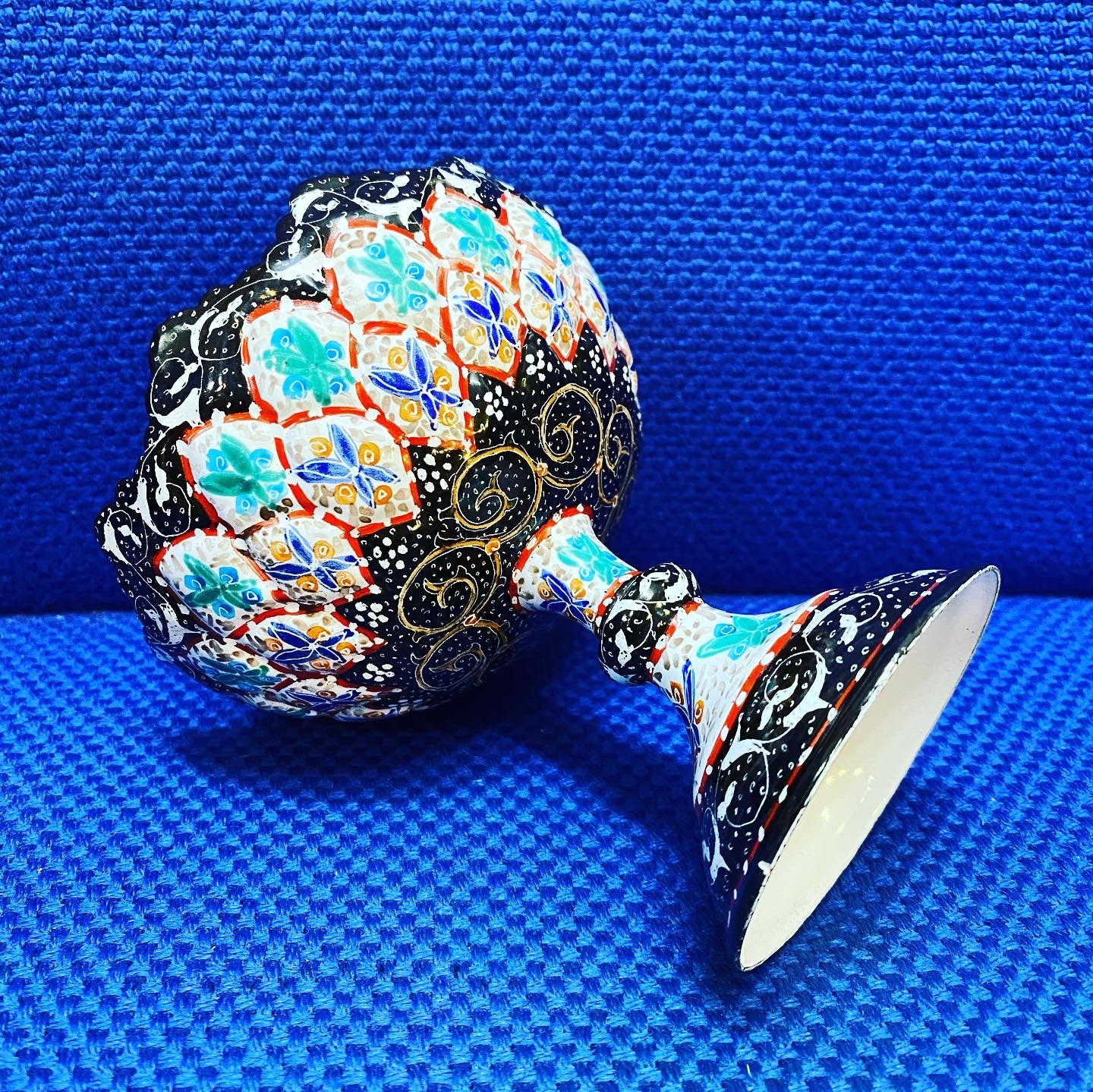 Hand Painted Enamel On Copper Mina Kari Bowl