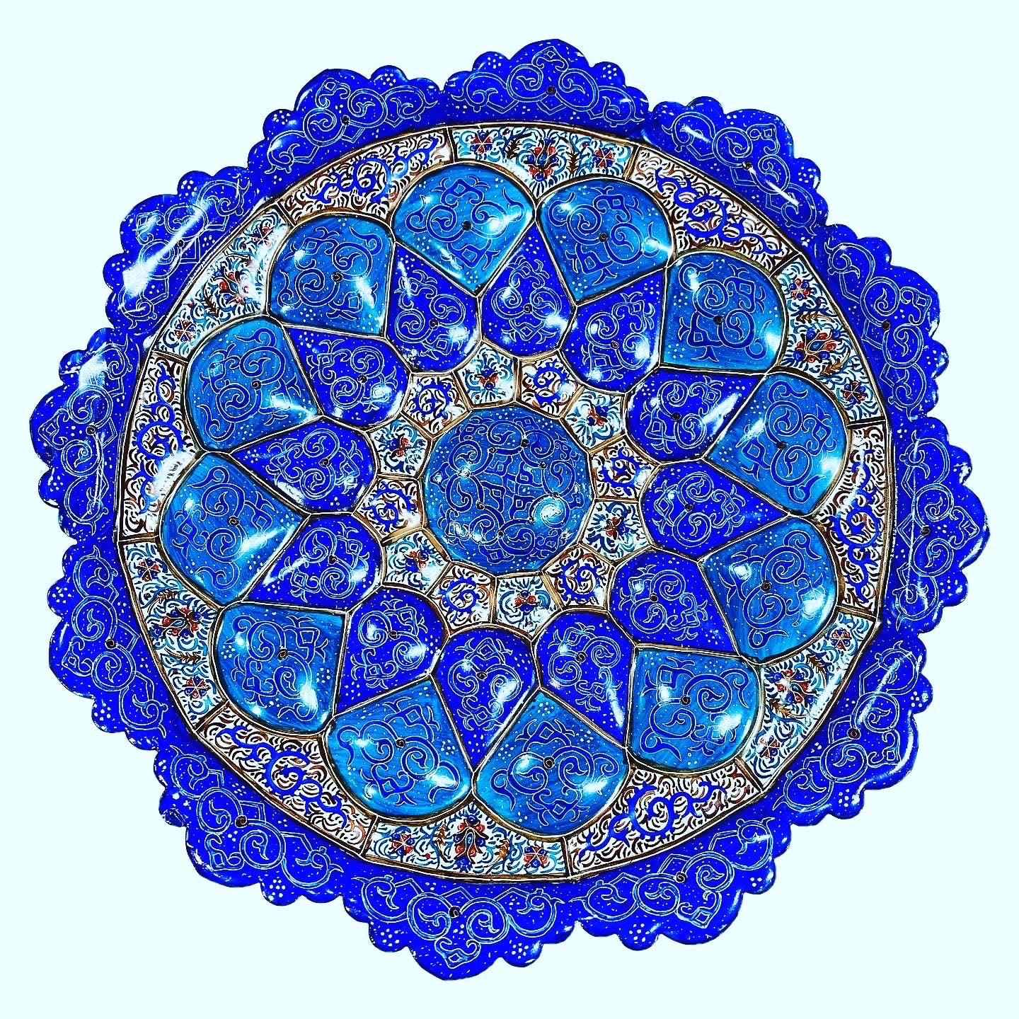 Hand Painted Enamel on Copper Mina kari Plates Wall Hanging Wall Art
