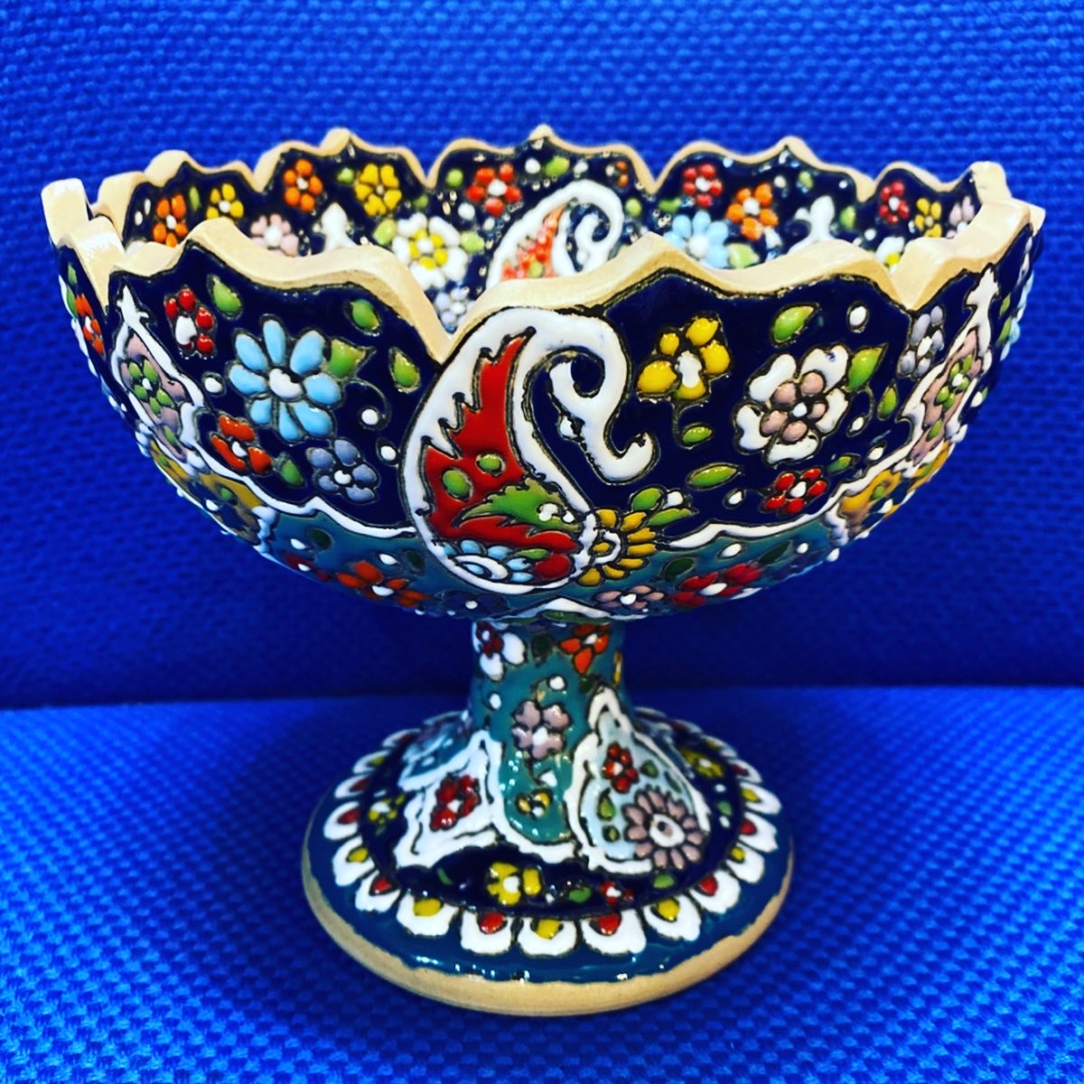 Hand painted Enamel On Clay Mina Kari Dishes