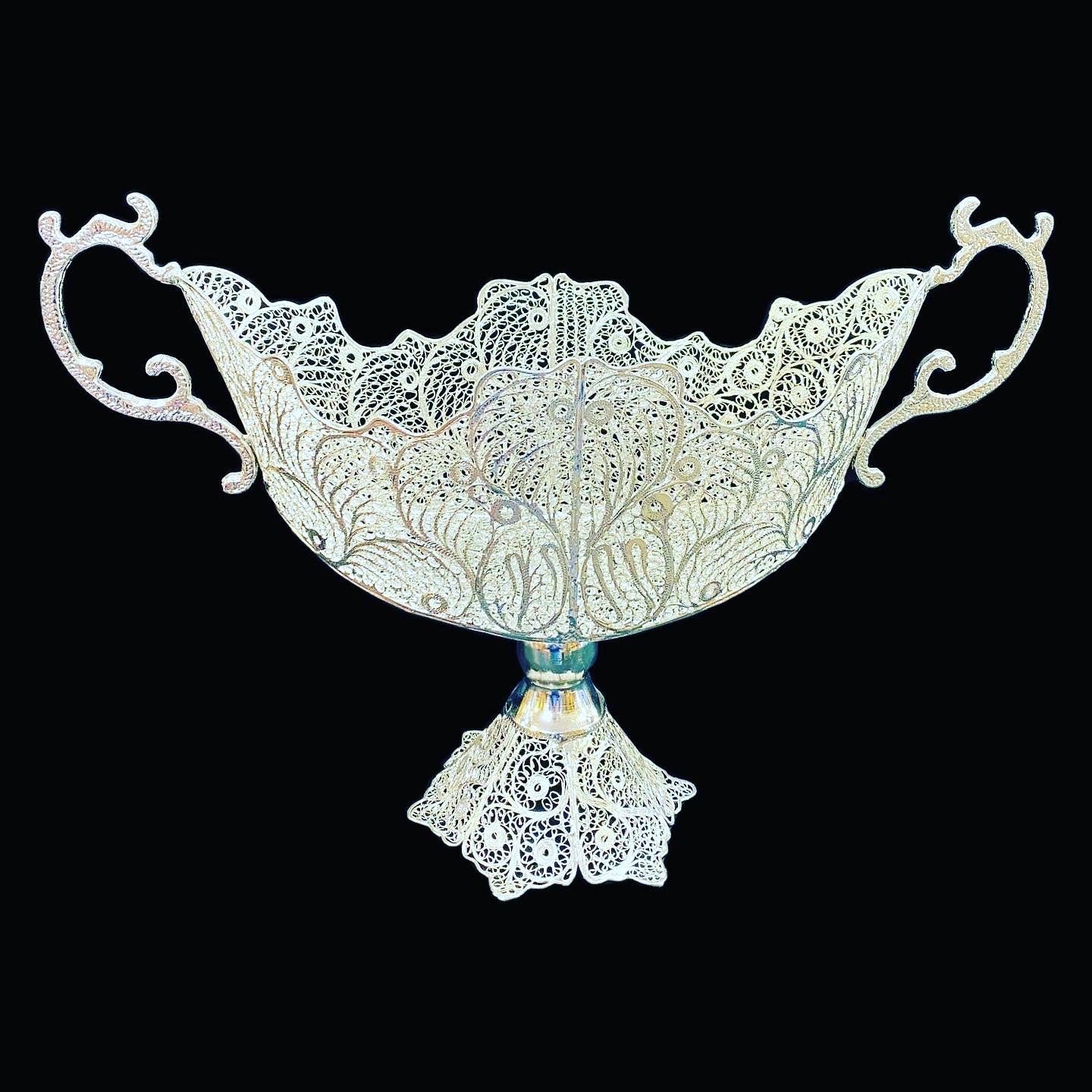 Handmade filigree pedestal dishes