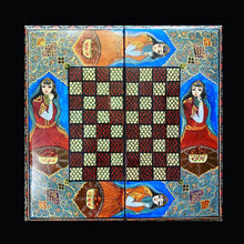 Load image into Gallery viewer, Handmade Inlaid Khatam Kari Backgammon, Chess &amp; Checkers Board
