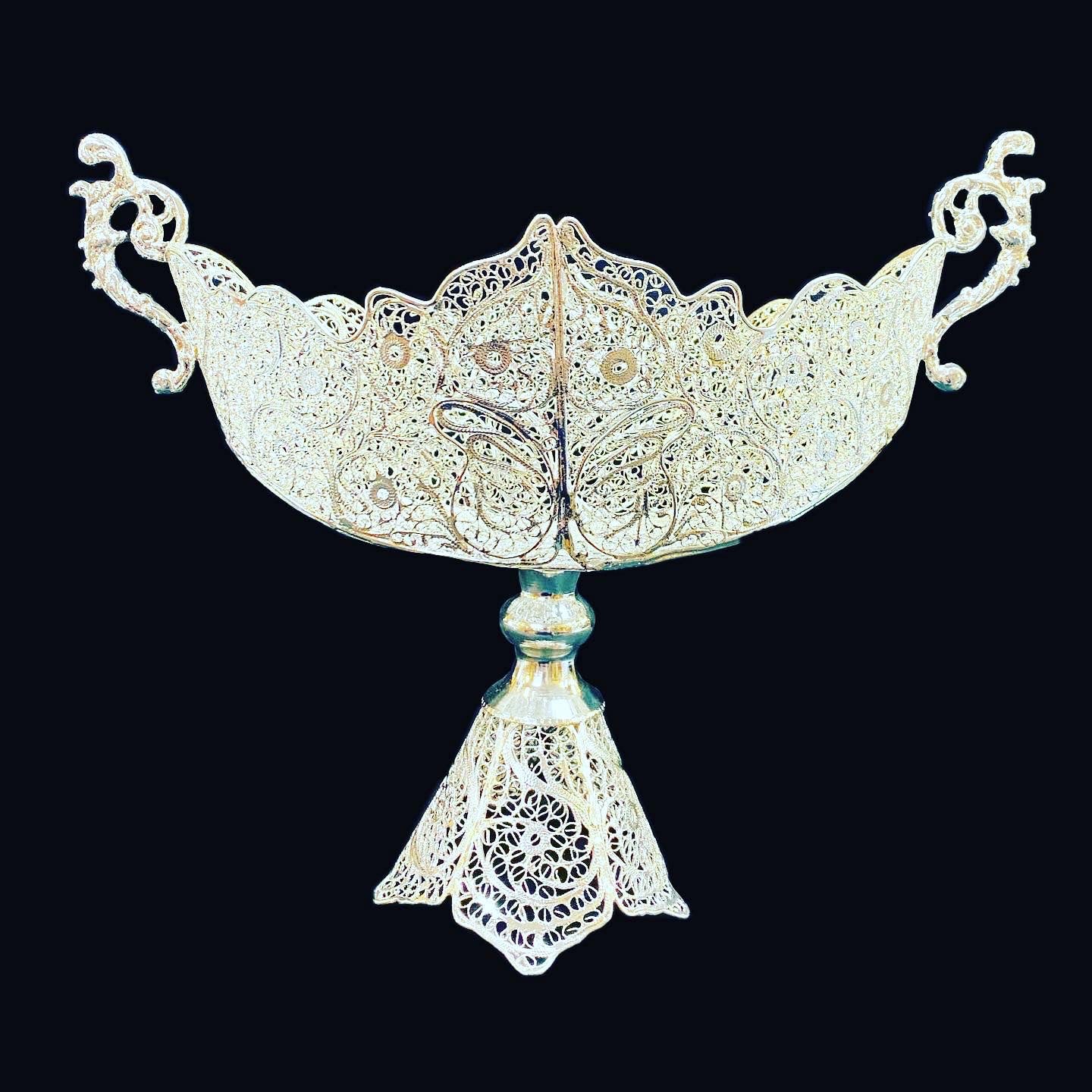Handmade filigree pedestal dishes