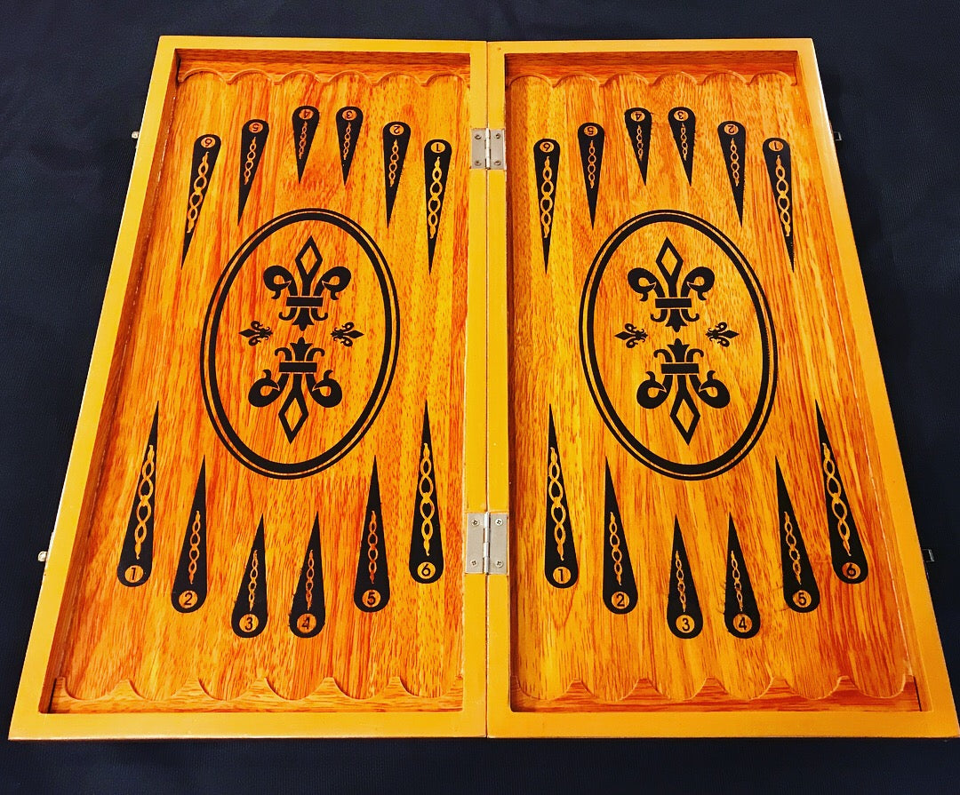 Handmade wooden backgammon,chess & checkers