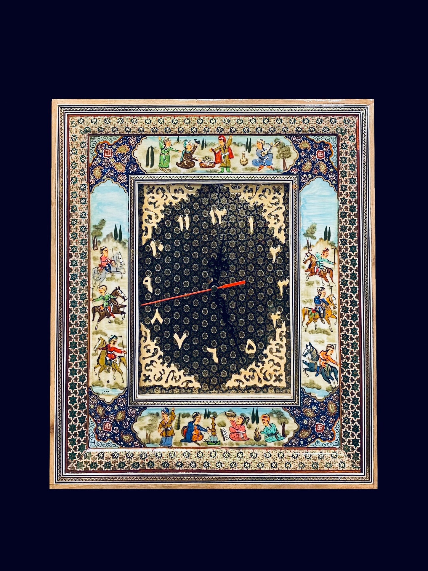 Handmade Inlaid & Enamel Khatam Kari and Mina Kari Clocks Wall Hanging Wall Art